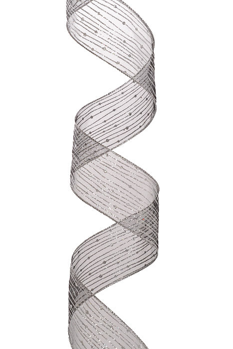 2.5" X 10Yd Wired Twinkling Ribbon Black/Silver