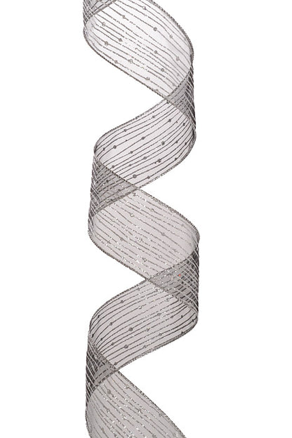 2.5" X 10Yd Wired Twinkling Ribbon Black/Silver