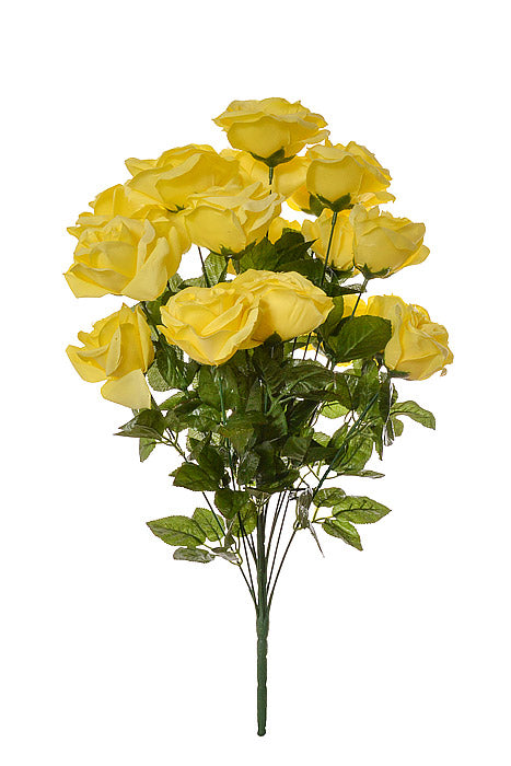 22" Silk Mirco Peach Rose Bush Yellow