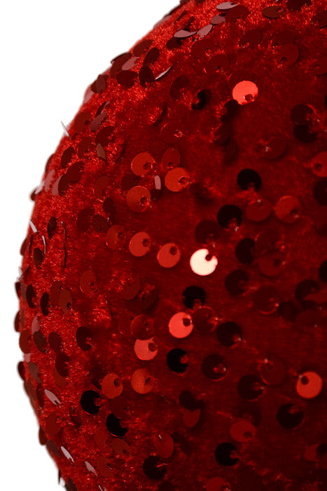 6" Sequin Ball Ornament Red