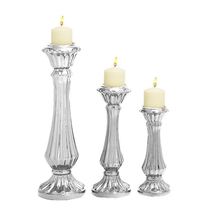 Ceramic Candle Holder Silver