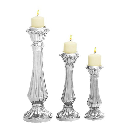 Ceramic Candle Holder Silver