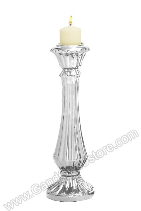 Ceramic Candle Holder Silver