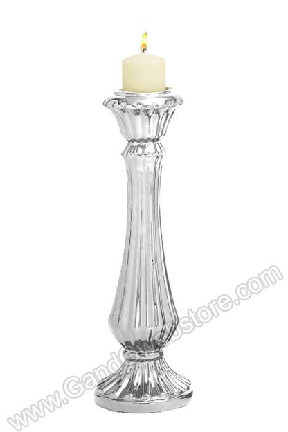 Ceramic Candle Holder Silver