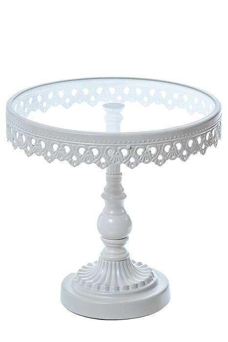 7.5" /9" /10.75" Round Metal/glass Cake Stand White