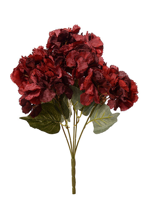 17.75" Silk Hydrangea Bush Burgundy