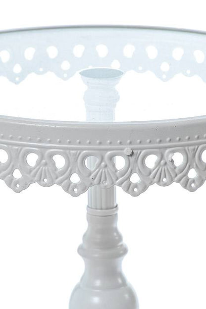 7.5" /9" /10.75" Round Metal/glass Cake Stand White