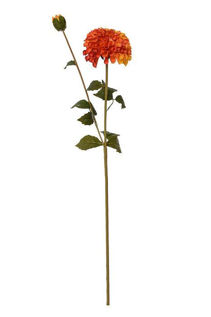 31.5" Silk Dahlia Spray With Bud Orange/Flame