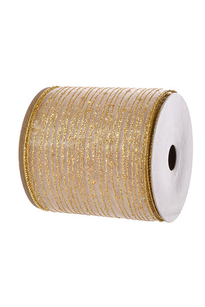4" X 10Yd Wired Twinkling Ribbon Gold