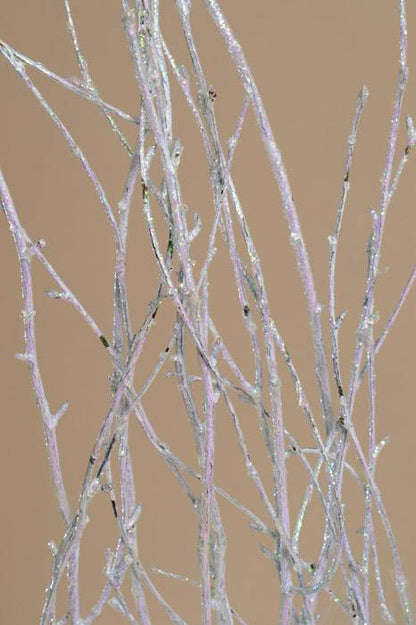 45" - 50" 5 Stem Glitter Birch Branch White