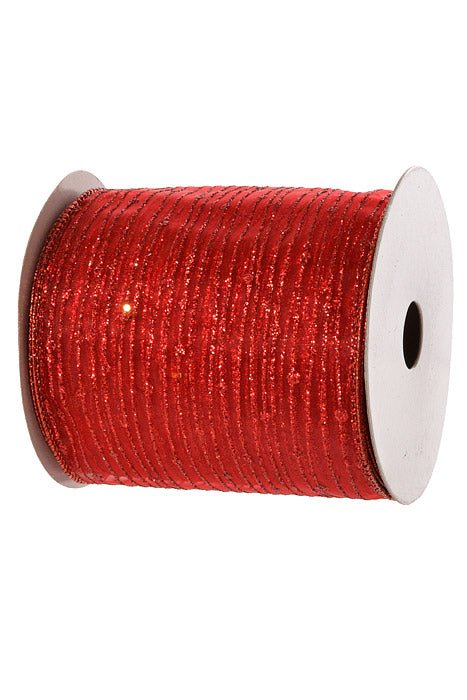 4" X 10Yd Wired Twinkling Ribbon Red