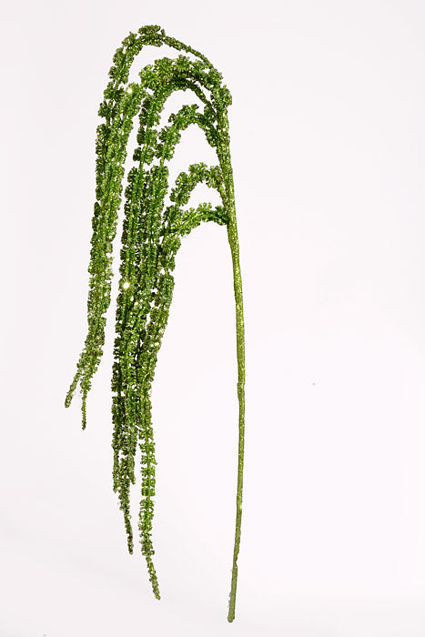 35" Glitter Hanging Amaranthus Spray Green