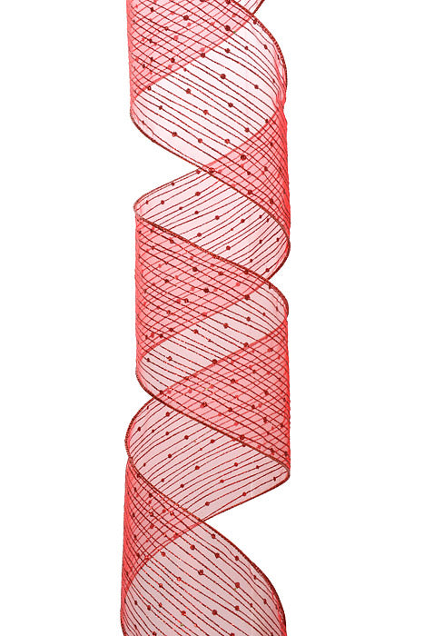 4" X 10Yd Wired Twinkling Ribbon Red