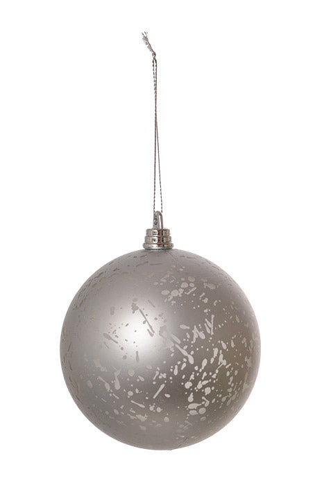 100Mm Plastic Matte Ball Ornament Mercury (Silver) Pkg/4