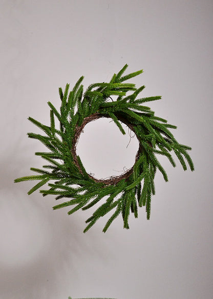 14" Artificial Norfolk Pine Wreath Green
