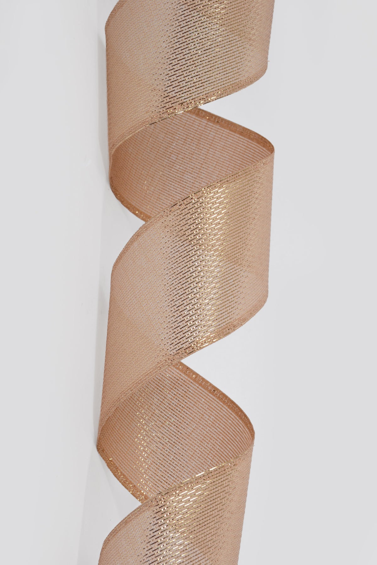 2.5" X 10Yds Wired Woven Metallic Ribbon Light Gold