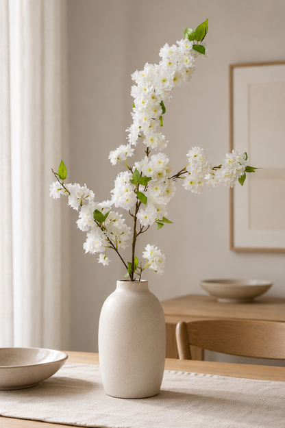 49" Silk Cherry Blossom Spray White