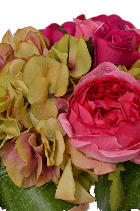 10.5&quot; Rose/hydrange Bouquet Rose/green