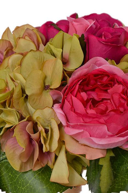10.5&quot; Rose/hydrange Bouquet Rose/green