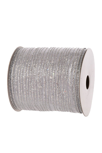 4" X 10Yd Wired Twinkling Ribbon Silver