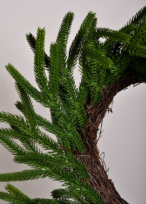 14" Artificial Norfolk Pine Wreath Green