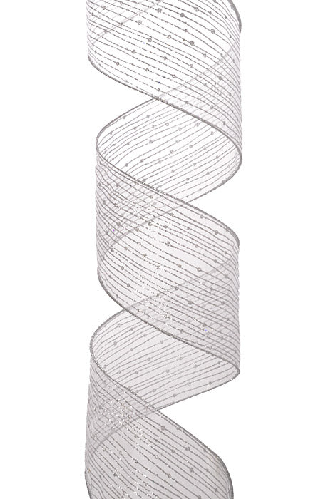 4" X 10Yd Wired Twinkling Ribbon Silver