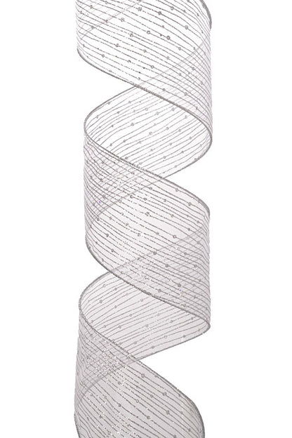 4" X 10Yd Wired Twinkling Ribbon Silver