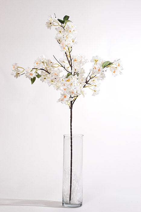 36" Silk Cherry Blossom Spray White