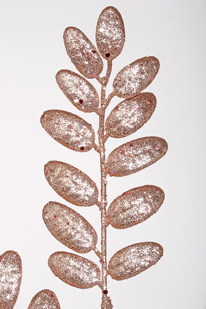 26.5" Glitter Leaves Stem Rose Gold