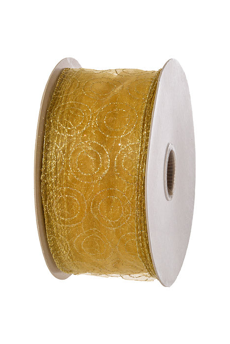 2-1/2" X 50Yd Wired Jupiter Ribbon Gold/Gold