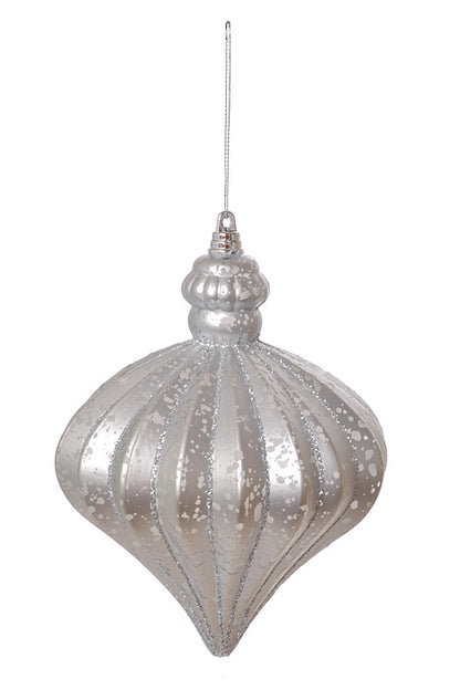 7" X 6" Straight Coconuts With Glitter Ornament Mercury Matte Silver