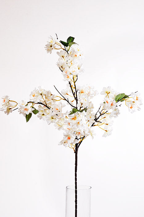 36" Silk Cherry Blossom Spray White