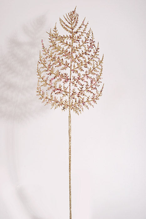 33" Glitter Fern Spray Champagne/Pink