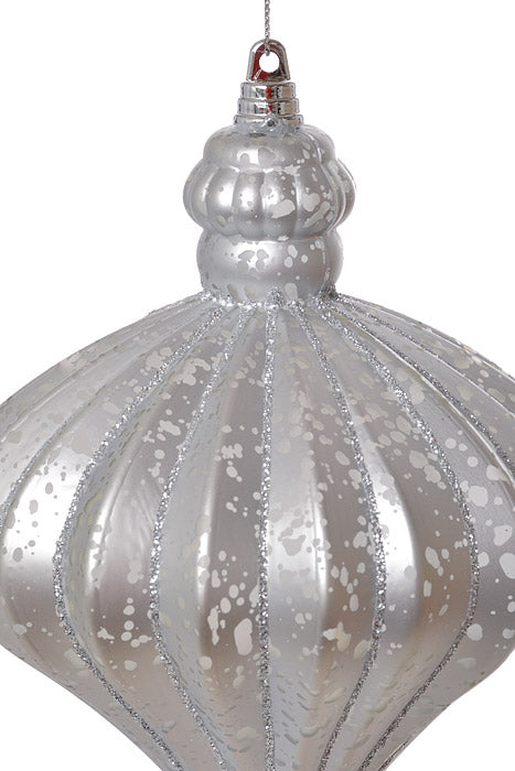 7" X 6" Straight Coconuts With Glitter Ornament Mercury Matte Silver