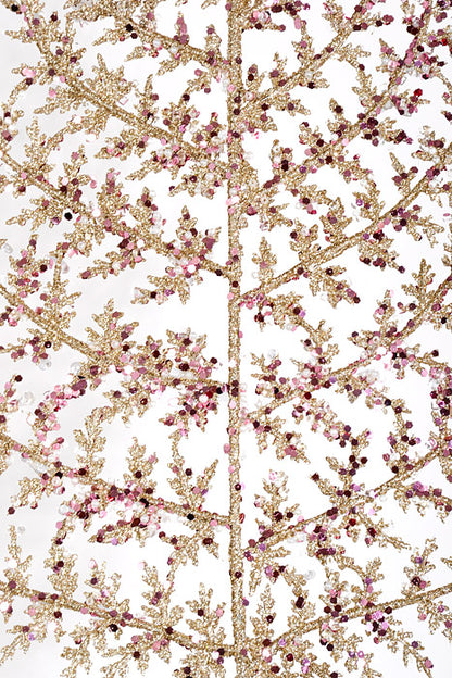 33" Glitter Fern Spray Champagne/Pink