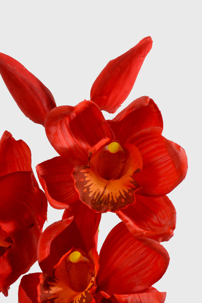30" Silk Cymbidium Orchid Stem Red