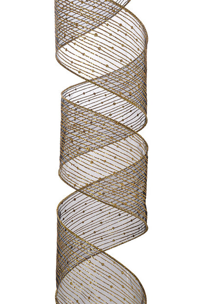 4" X 10Yd Wired Twinkling Ribbon Black/Gold