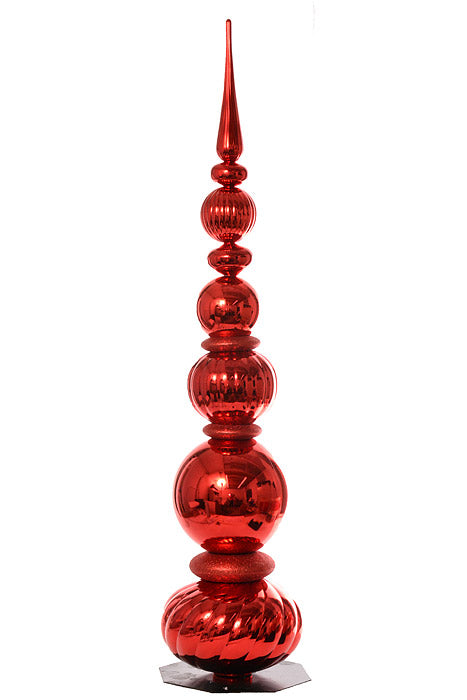54" Finial Tower With Glitter (Red)