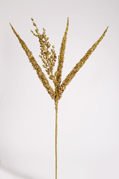 24" Glitter Foxtail Grass Spray Gold