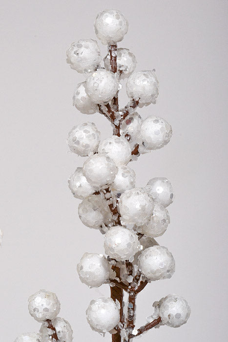 35" Glitter Berry Spray White