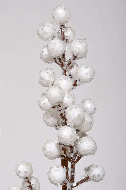 35" Glitter Berry Spray White