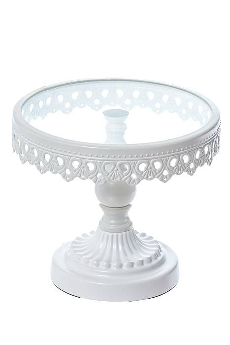 7.5" /9" /10.75" Round Metal/glass Cake Stand White