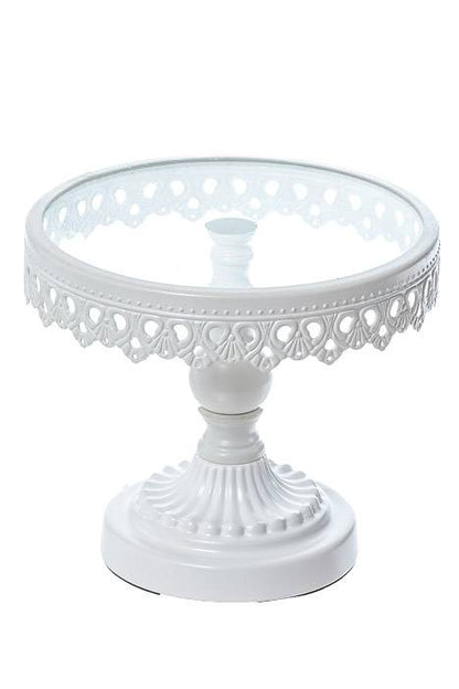 7.5" /9" /10.75" Round Metal/glass Cake Stand White