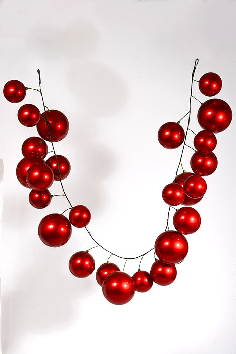 6Ft Plastic Shinny Ball Garland Red