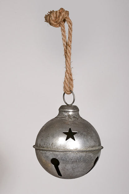 7" Jingle Bell Ornament Silver