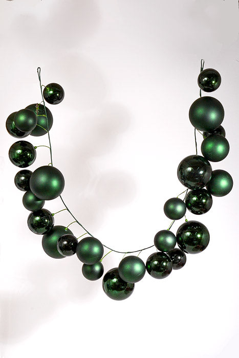 6Ft Plastic Shinny/Matte Ball Garland Dark Green