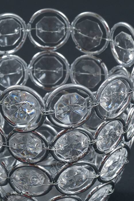 3.25" X 3" Crystal Bead Candle Holder Silver/clear
