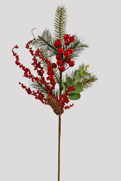 25" Pine Berry Spray Red