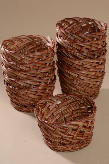 6.5" X 4" Round Coco Bowl Brown/red Pkg/12