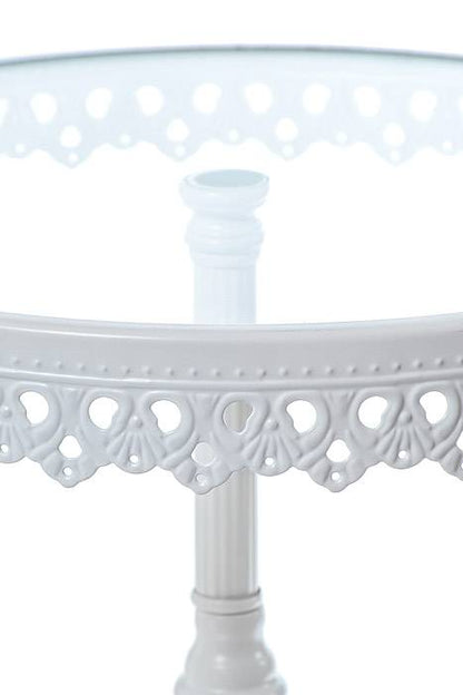 7.5" /9" /10.75" Round Metal/glass Cake Stand White